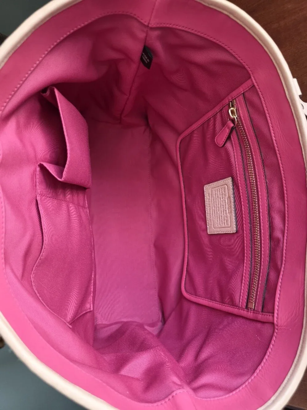 Coach 19361 Hamptons Multicolor Striped Straw Tote Bag Pink Blue Tan Leather Y2K